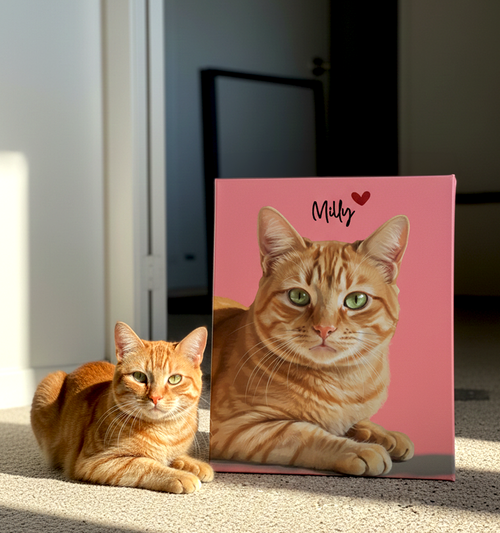 Custom Pet Portrait  - Canvas (Solid Background)