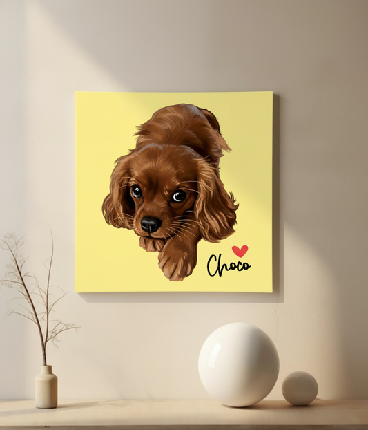 Custom Pet Portrait  - Canvas (Solid Background)