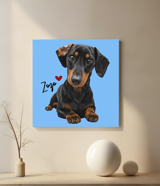 Custom Pet Portrait  - Canvas (Solid Background)